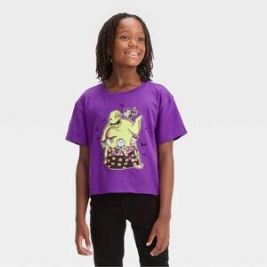 NIGHTMARE BEFORE CHRISTMAS CROPPED T-SHIRT - PURPLE MULTI SIZES (NEW WITH TAGS)